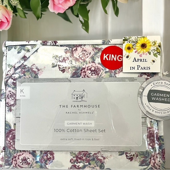 Rachel Ashwell THE FARMHOUSE Shabby Chic Floral KING Sheets 100% Cotton - Picture 1 of 6